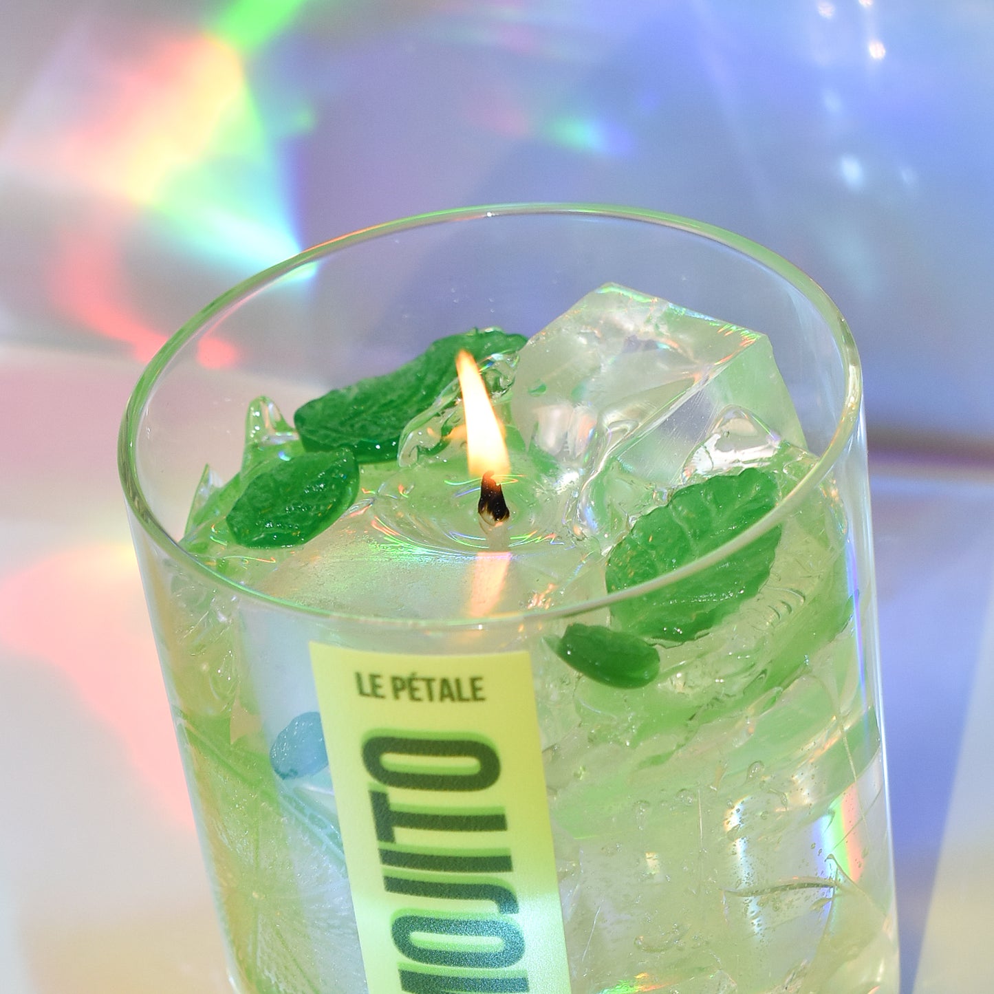 Mojito Gel Wax Candle: Lime & Mint Scent, Handmade Summer Candle 15 oz