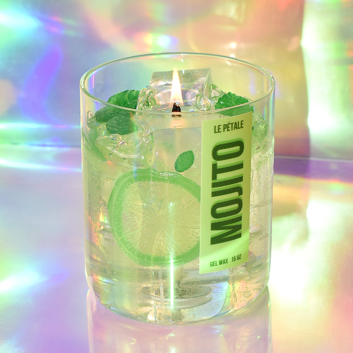 Mojito Gel Wax Candle: Lime & Mint Scent, Handmade Summer Candle 15 oz