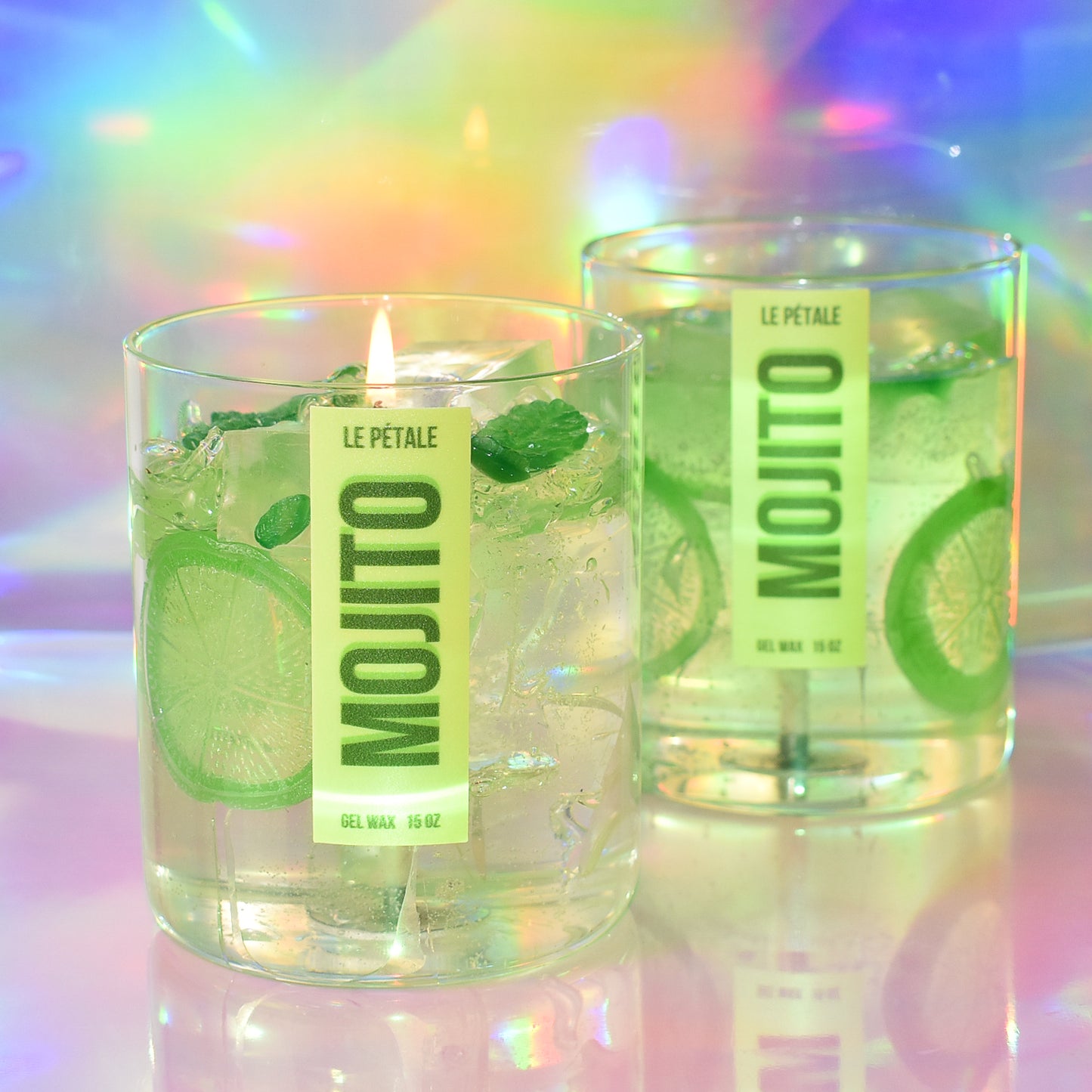 Mojito Gel Wax Candle: Lime & Mint Scent, Handmade Summer Candle 15 oz
