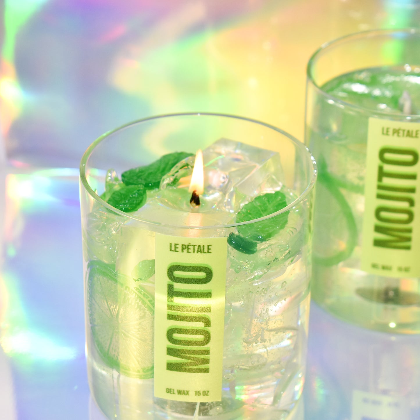 Mojito Gel Wax Candle: Lime & Mint Scent, Handmade Summer Candle 15 oz