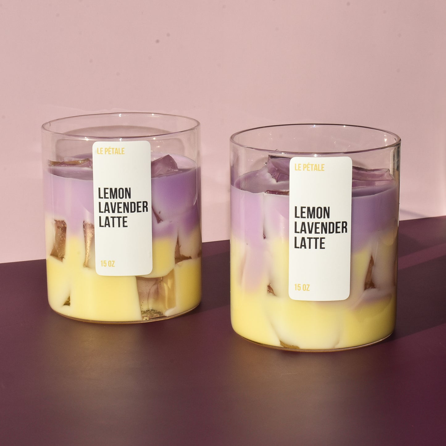 Iced Lemon Lavender Latte Candle 15 oz | Iced Latte Lemon & Lavender Scented Handmade Candle | Candle with Ice Cube Design | Gift for Her