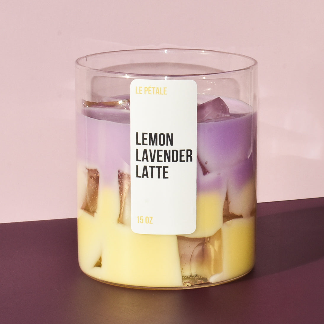 Iced Lemon Lavender Latte Candle 15 oz | Iced Latte Lemon & Lavender Scented Handmade Candle | Candle with Ice Cube Design | Gift for Her