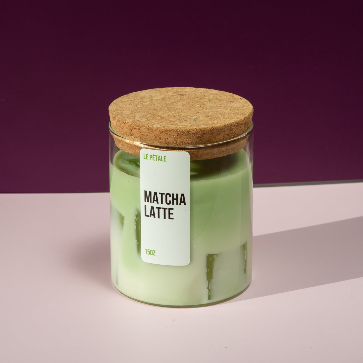 Matcha Latte Candle 15 oz | Iced Matcha Latte Scented Handmade Candle | Matcha Scented Candle with Ice Cube Design | Gift for Her