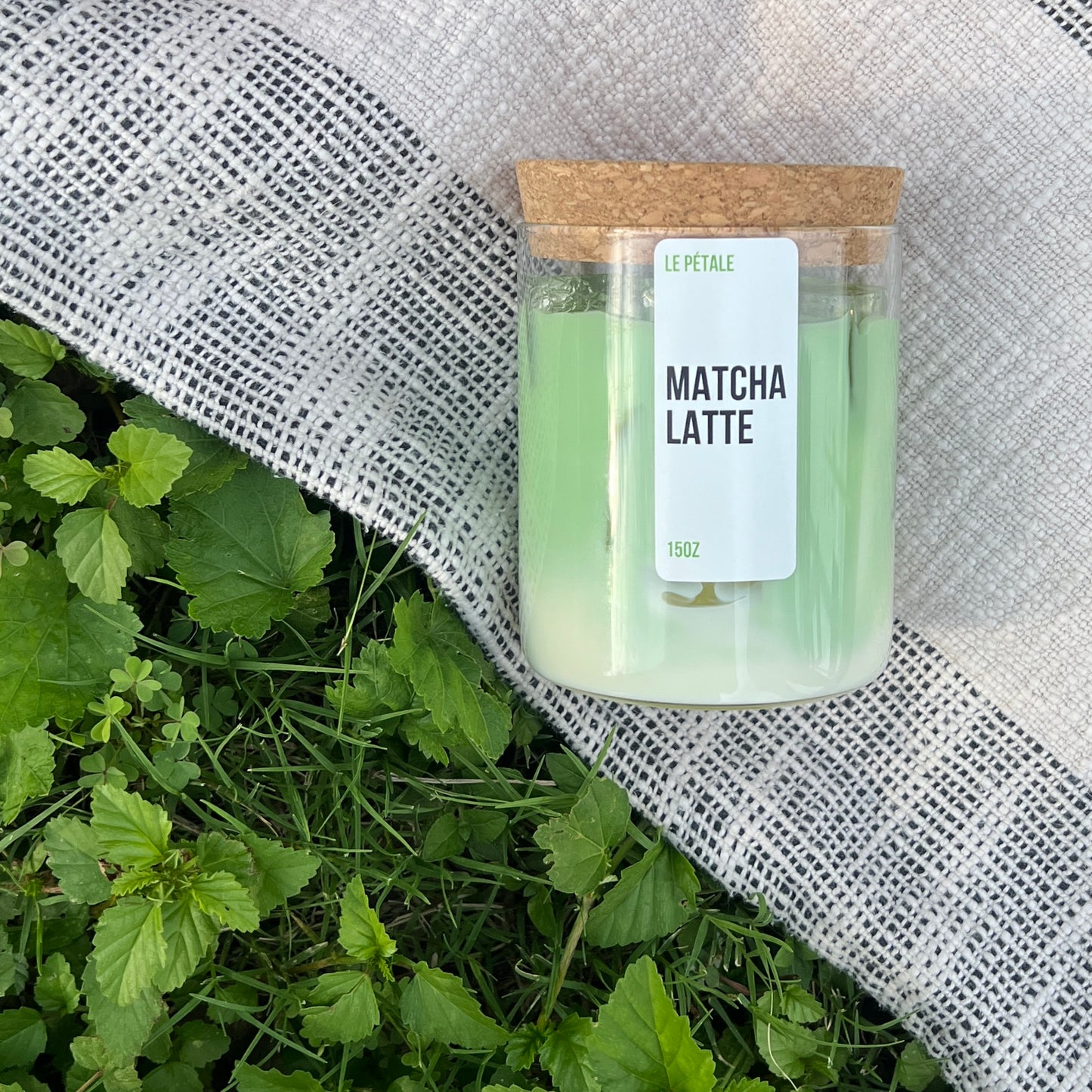 Matcha Latte Candle 15 oz | Iced Matcha Latte Scented Handmade Candle | Matcha Scented Candle with Ice Cube Design | Gift for Her