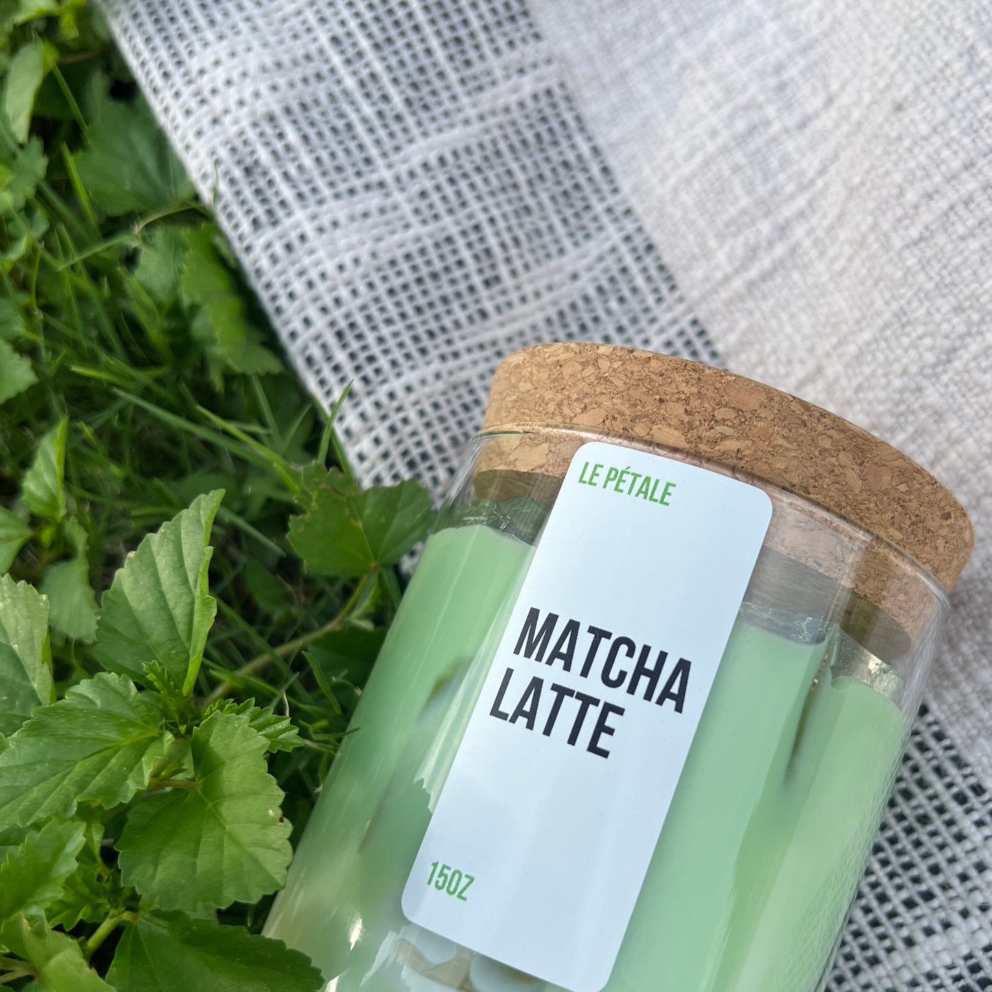 Matcha Latte Candle 15 oz | Iced Matcha Latte Scented Handmade Candle | Matcha Scented Candle with Ice Cube Design | Gift for Her