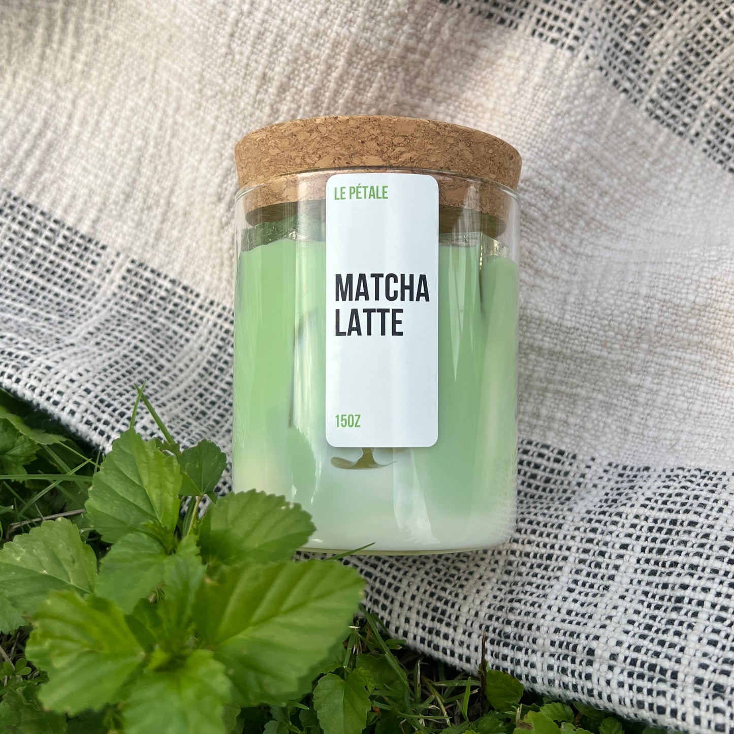Matcha Latte Candle 15 oz | Iced Matcha Latte Scented Handmade Candle | Matcha Scented Candle with Ice Cube Design | Gift for Her
