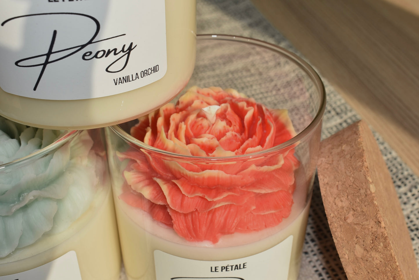 Peony Candle 15 oz | Soy Wax | Scented Soy Wax Candle with Handcrafted Peony Flower Topper | Customizable Scent & Color Options