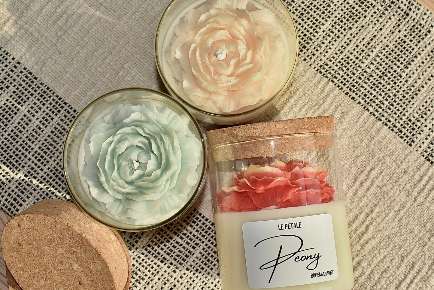 Peony Candle 15 oz | Soy Wax | Scented Soy Wax Candle with Handcrafted Peony Flower Topper | Customizable Scent & Color Options