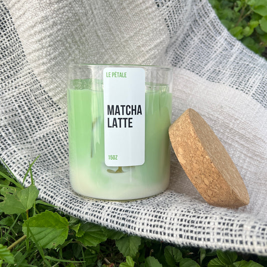 Matcha Latte Candle 15 oz | Iced Matcha Latte Scented Handmade Candle | Matcha Scented Candle with Ice Cube Design | Gift for Her