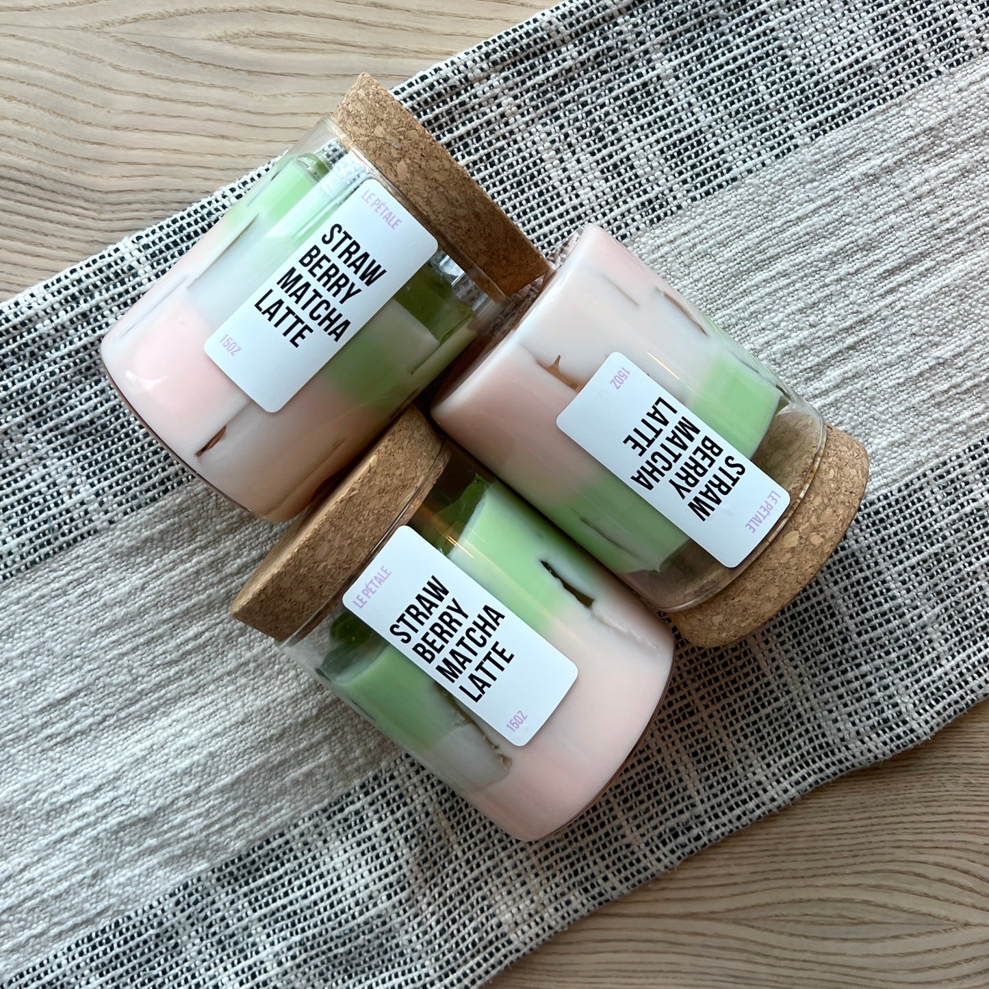 Strawberry Matcha Latte Candle 15 oz | Iced Strawberry Matcha Scented Handmade Candle | Strawberry and Matcha Scented Candle | Gift for Her